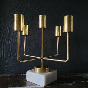 Zodax Mannara Five Tier Brass and Marble Taper Candle Holder (1 of 2)